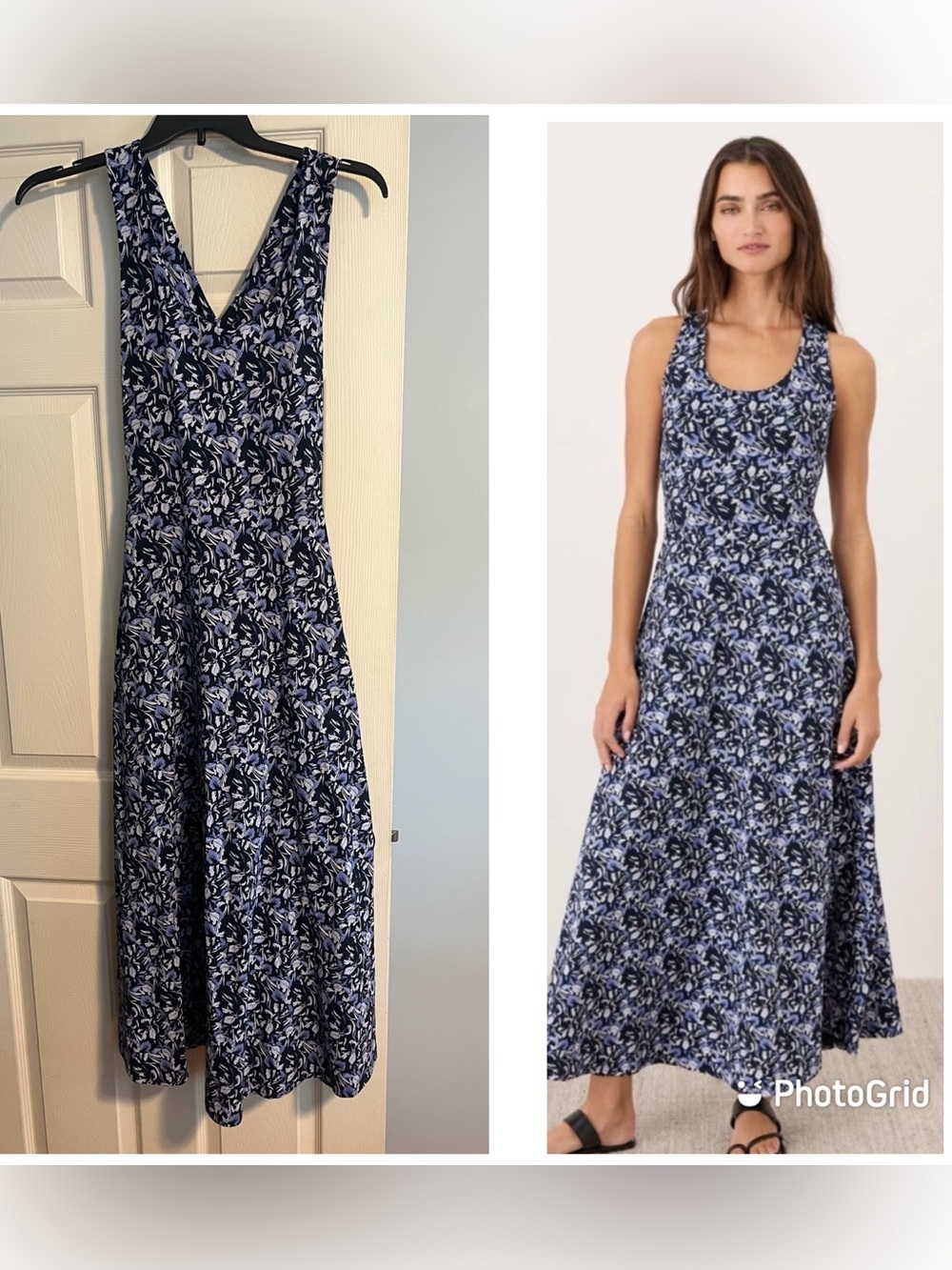 Pact Organic Cotton Fit & Flare Open Back Maxi Dress Paradise Petals L Purple